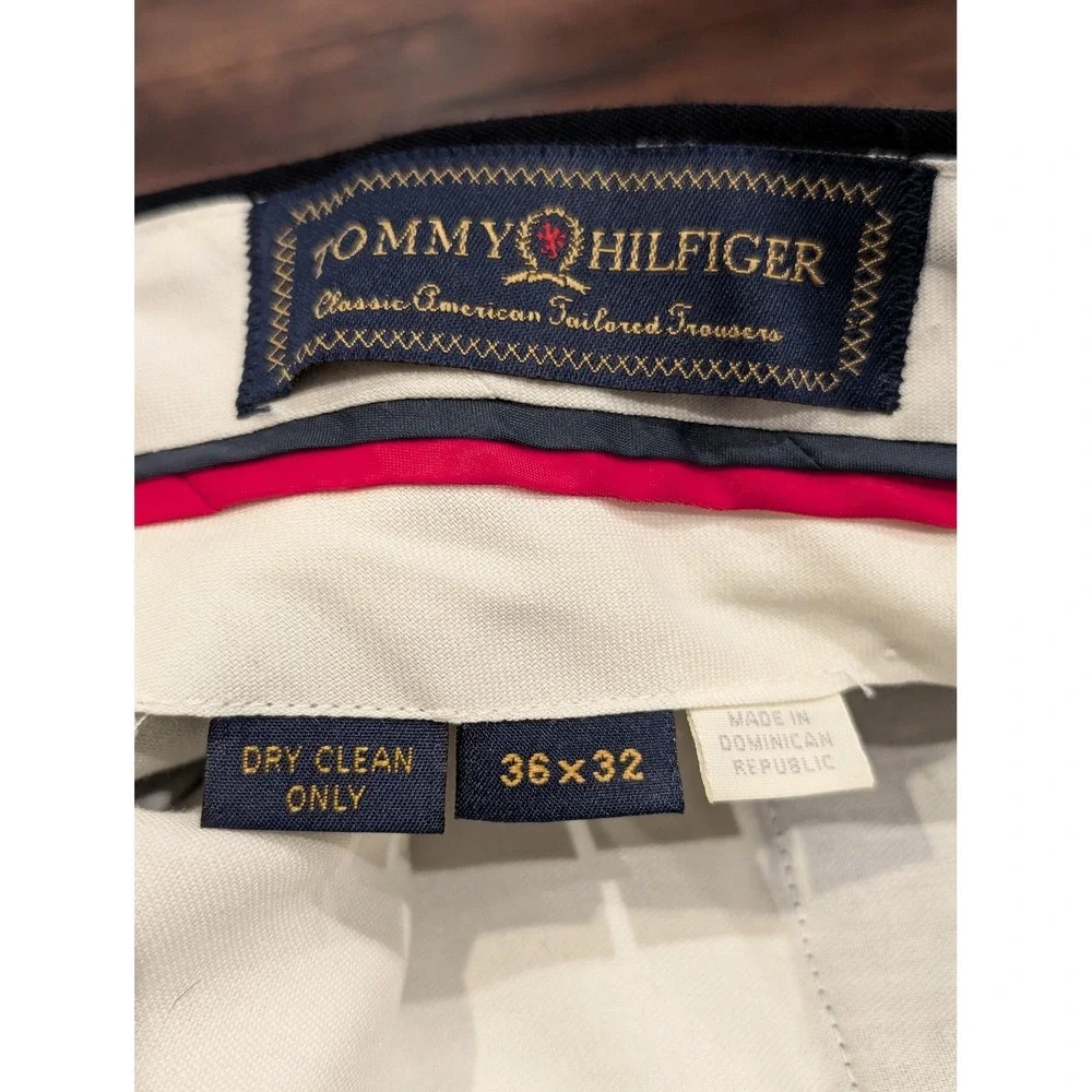 Vintage Tommy Hilfiger Dress‎ Pants Mens 36x32 Navy Pleated Cuffed Classic
